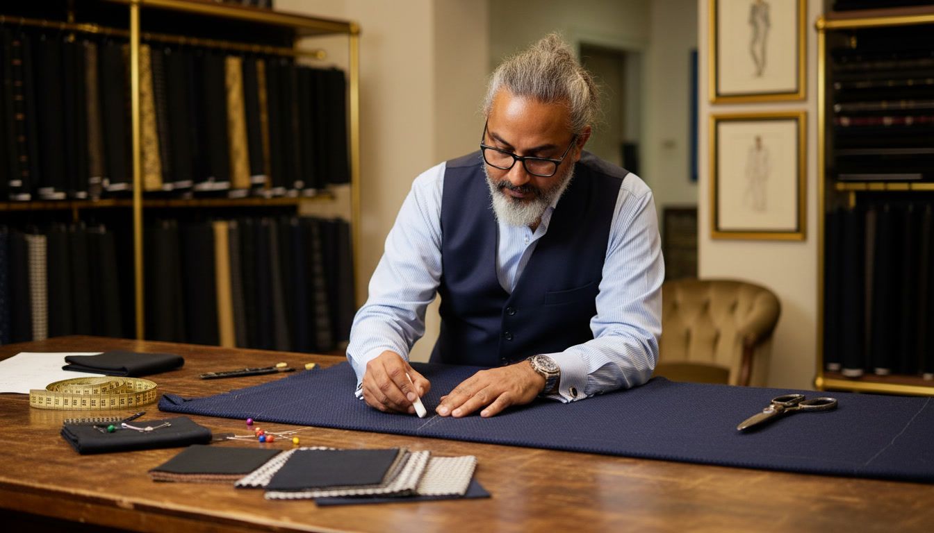 Mr. Hardeep Singh Gill at work in the Bombay Bespoke atelier